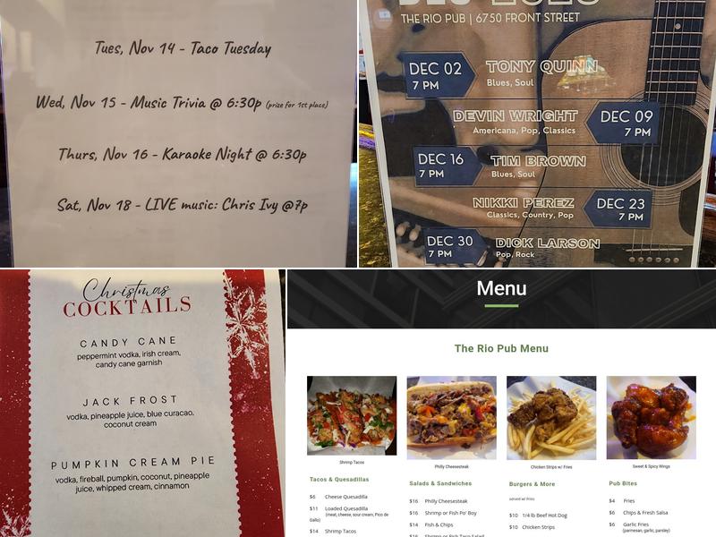 Rio Pub Menu