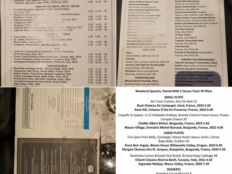 Cuvée Wine Table Menu