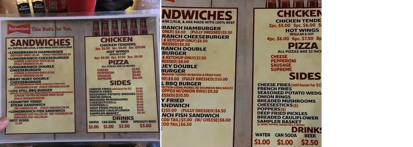 longbranch saloon Menu