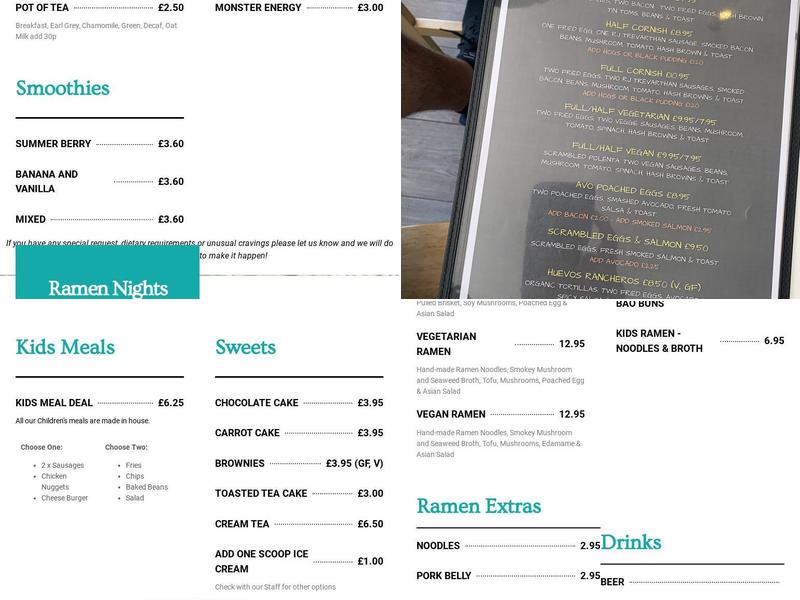 Cafe Strand Falmouth Menu