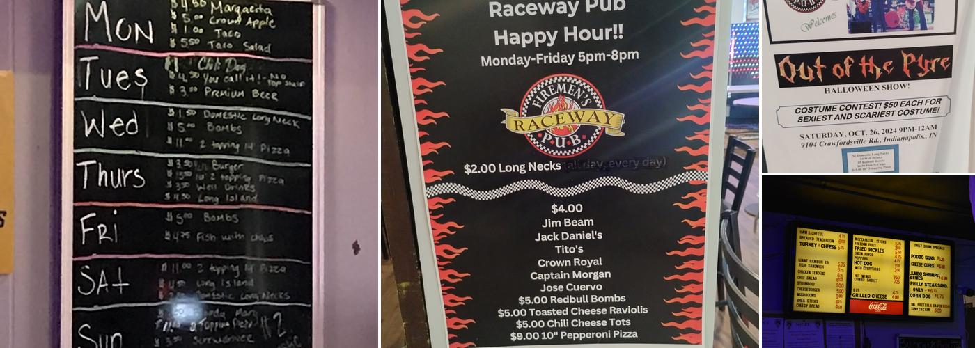 Raceway Pub Menu