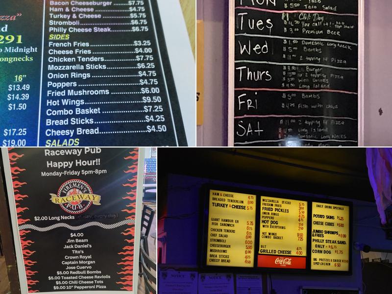 Raceway Pub Menu