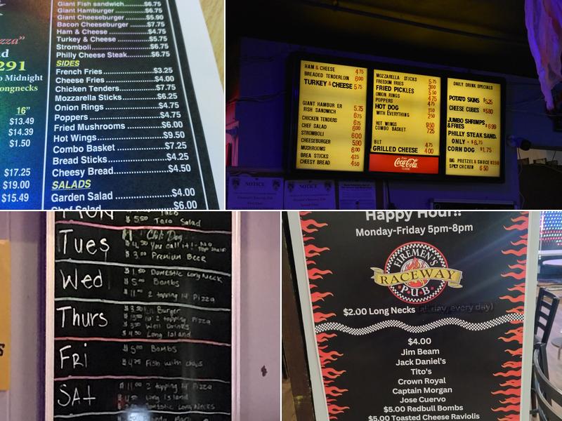 Raceway Pub Menu
