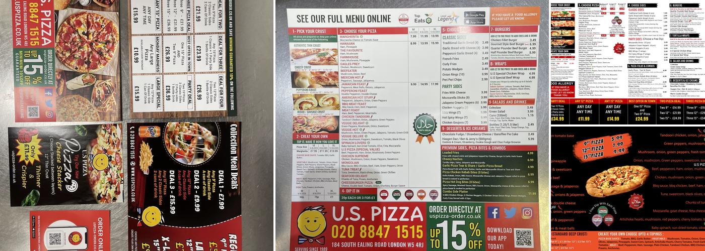 U.S. Pizza Menu