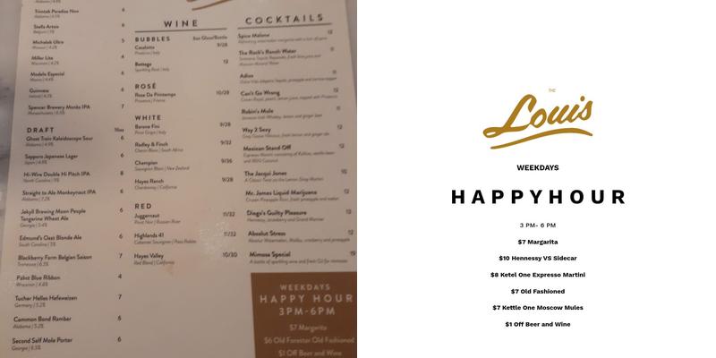The Louis at The Pizitz Food Hall Menu