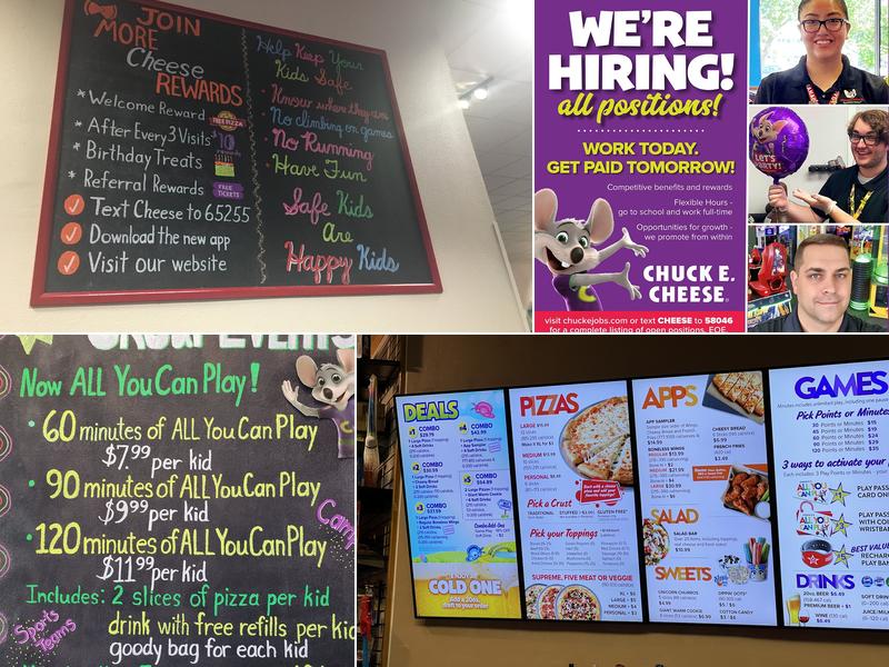 Chuck E. Cheese Menu