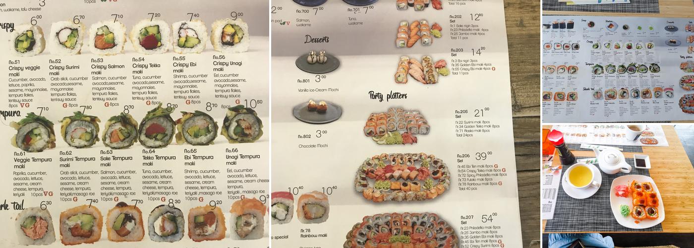 Shark Tail Sushi Menu