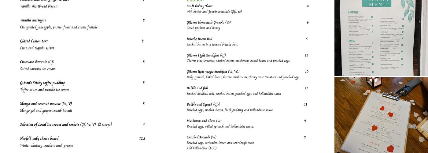 Gibson's Bistro Menu