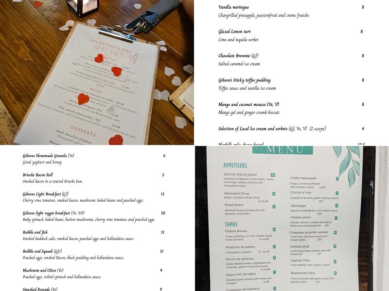 Gibson's Bistro Menu