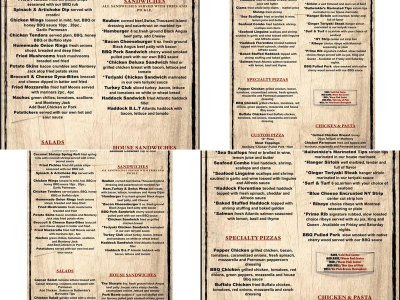 The Bog Tavern Menu