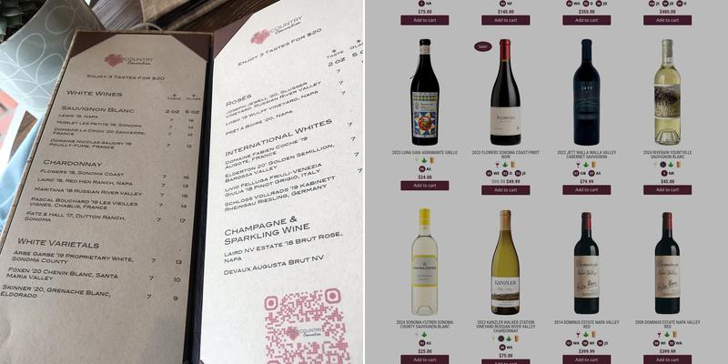 Wine Country Connection Menu