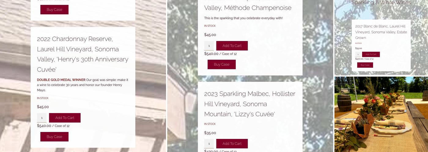 Mayo Family Winery Reserve Room Menu