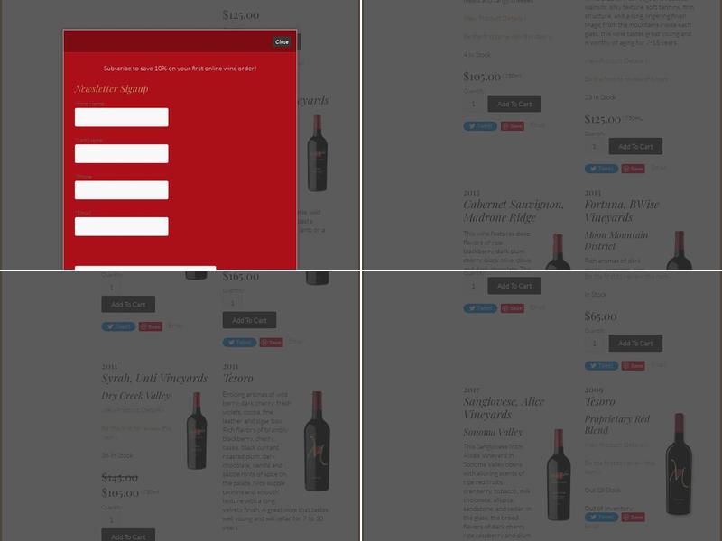 Muscardini Cellars Menu