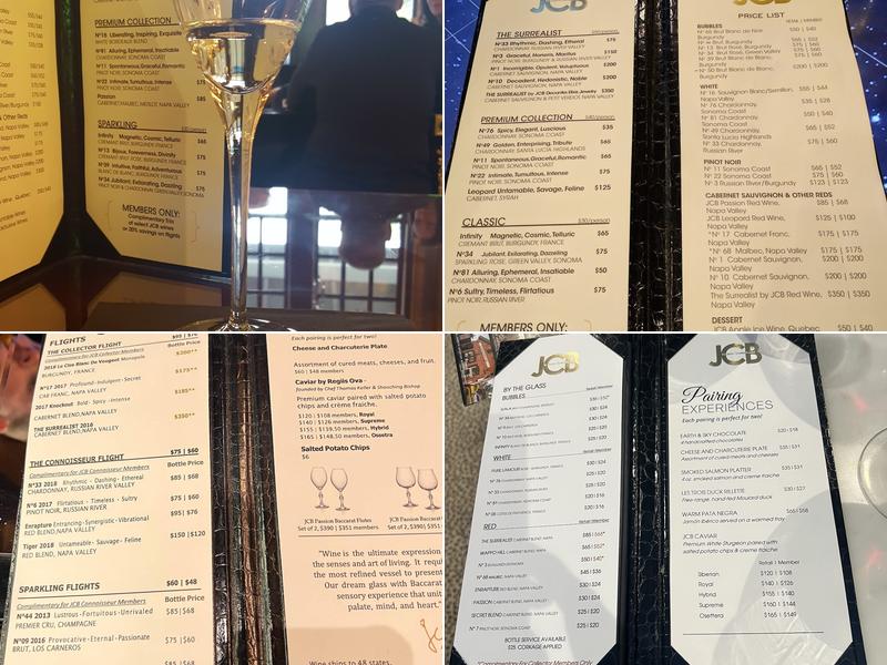 JCB Tasting Salon Menu