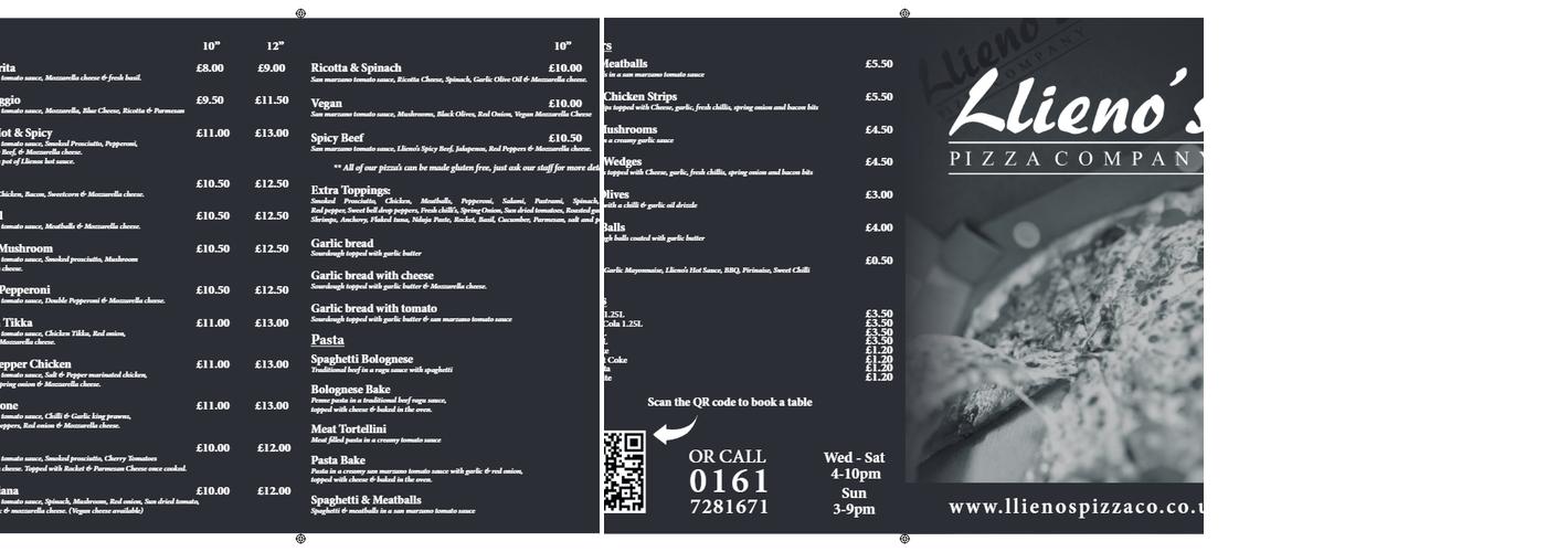 Llieno's Pizza Company Menu