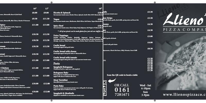 Llieno's Pizza Company Menu