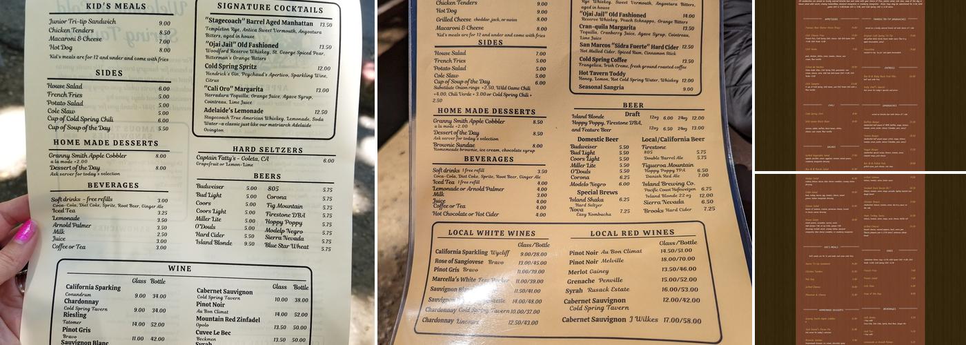 Cold Spring Tavern Menu