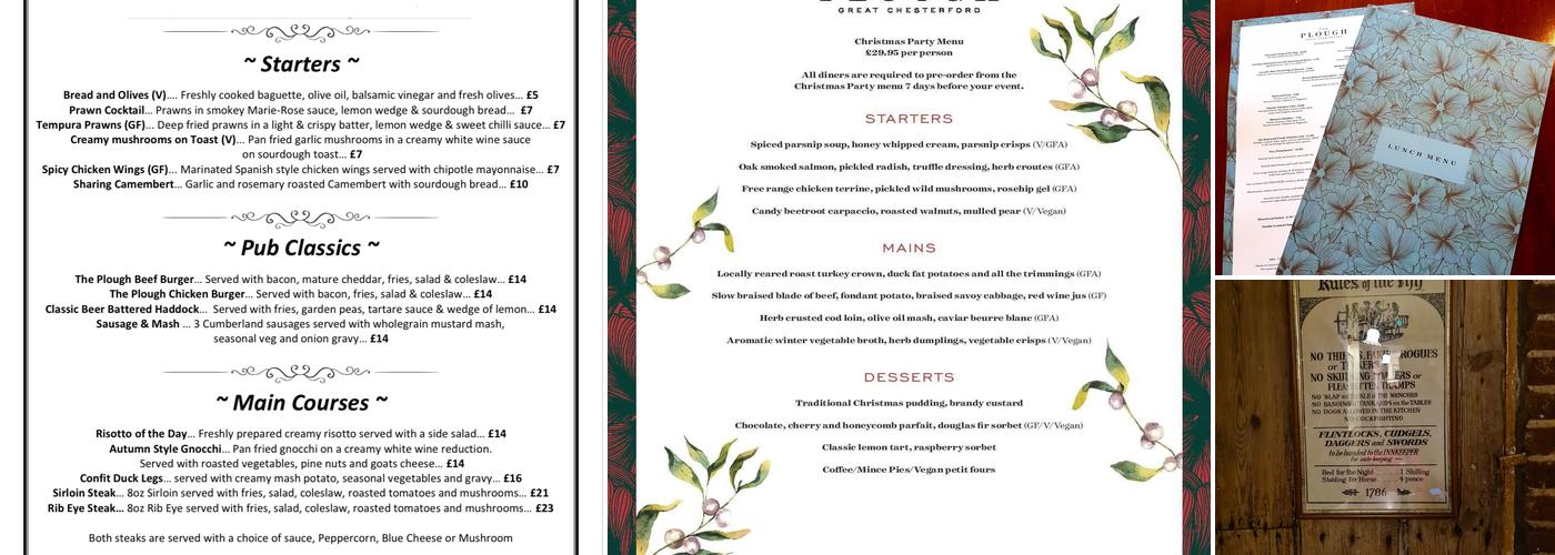 The Plough Great Chesterford Menu