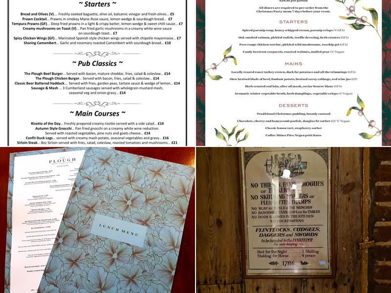 The Plough Great Chesterford Menu