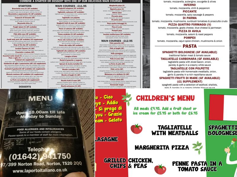 La Porto Italiano Menu