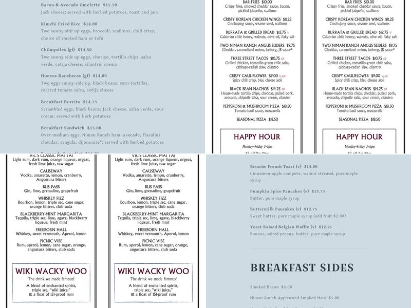 Wiki Bar Menu