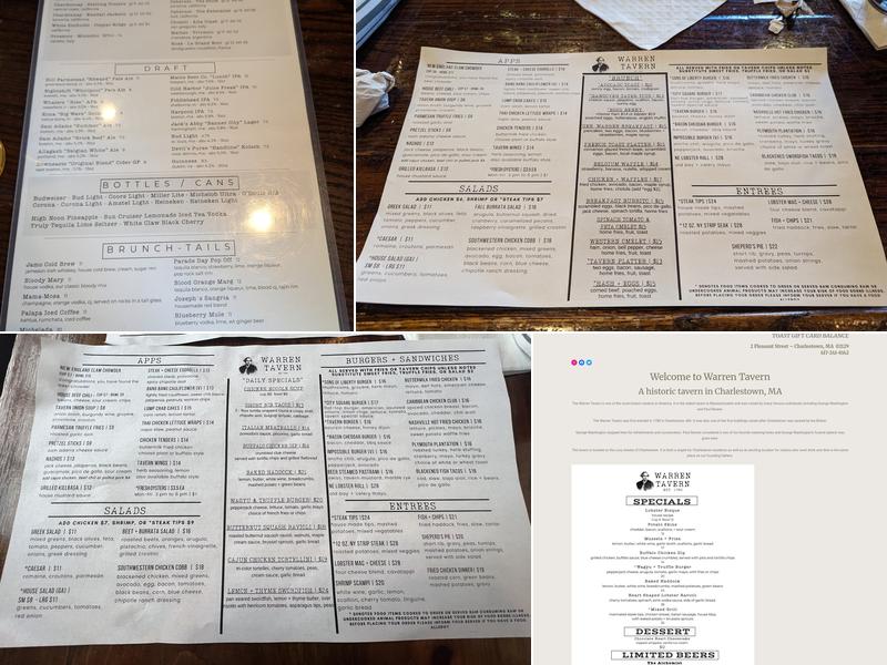 Warren Tavern Menu