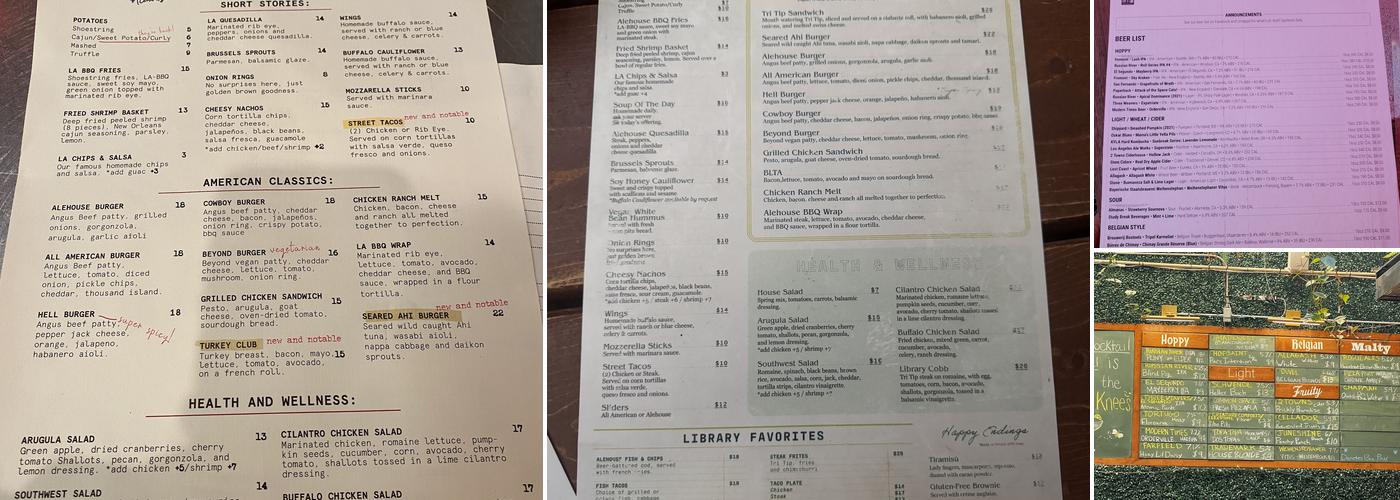 Library Alehouse Menu