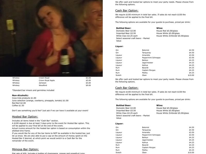 Otisville Hotel Menu