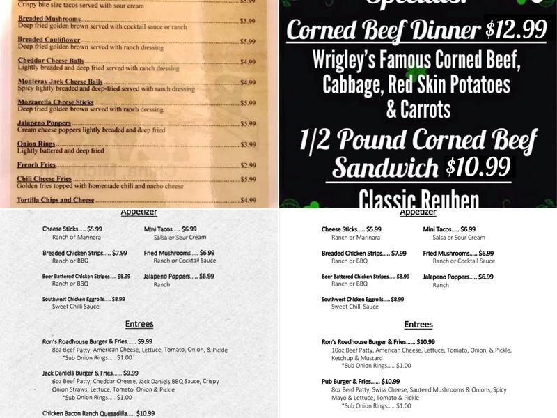 Ron's Roadhouse Tavern Menu