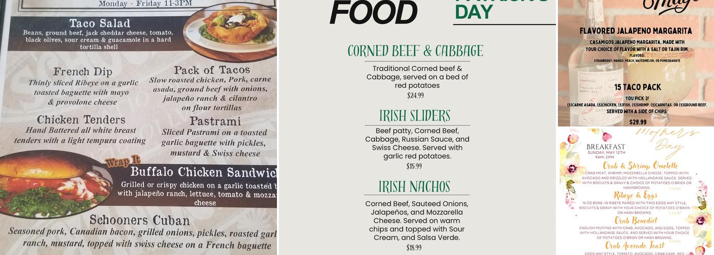 Schooners Patio Grille II Menu