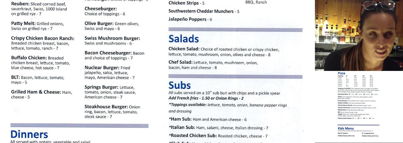 Mineral Springs Pizza Pub & Grill Menu