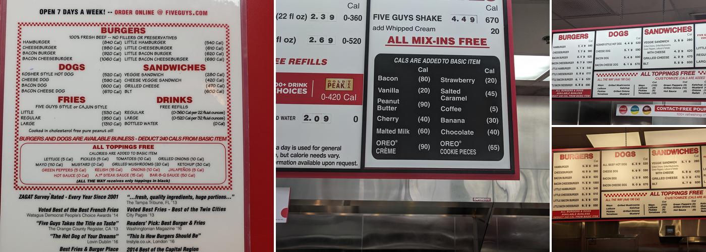 Five Guys Menu