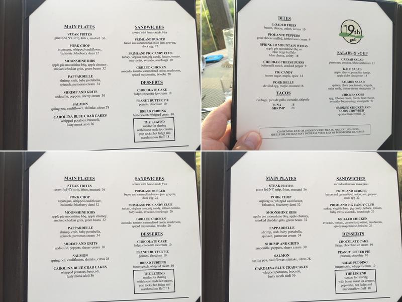 19th Pub at Primland Menu