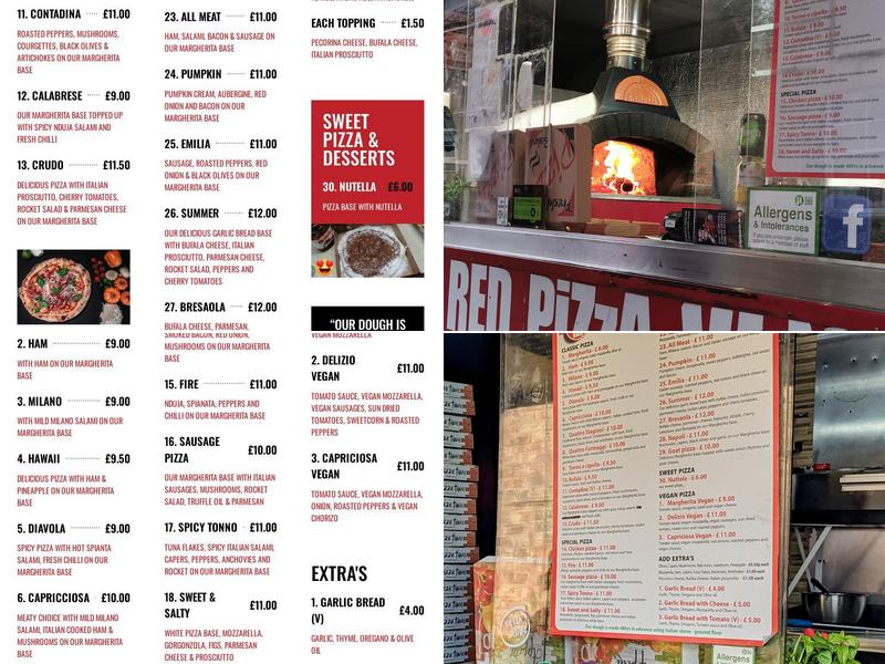 Big Red Pizza Van Menu