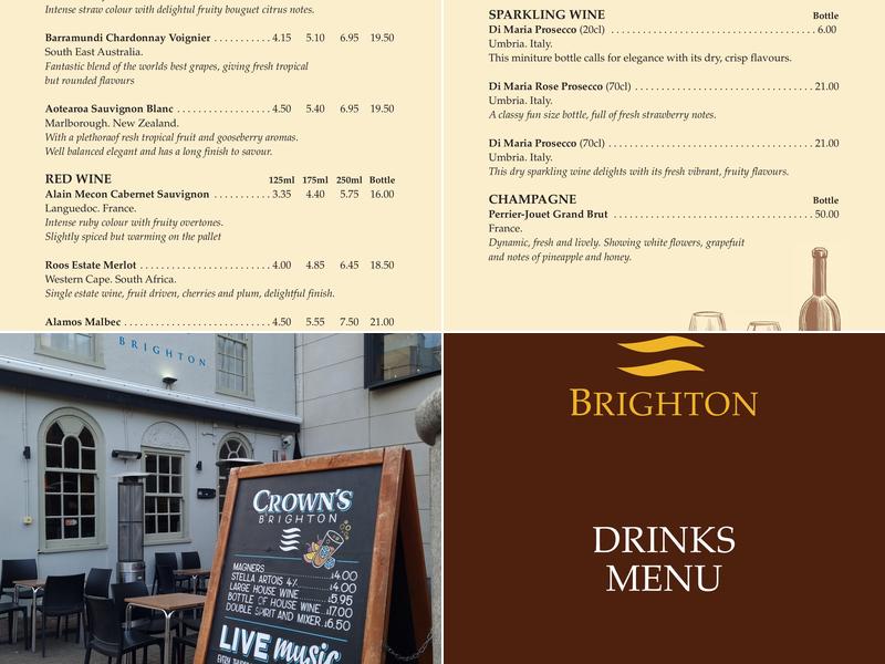 Crowns Brighton Menu