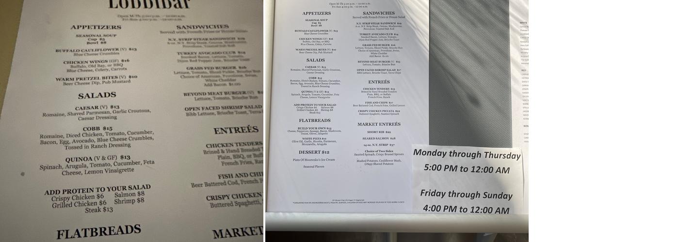 Lobbibar Menu