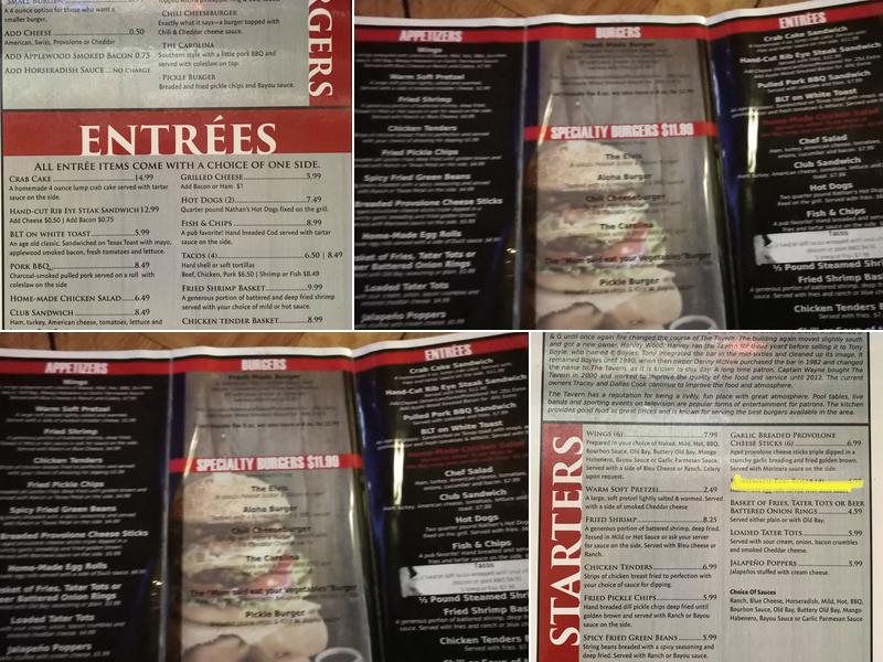 Tavern Menu