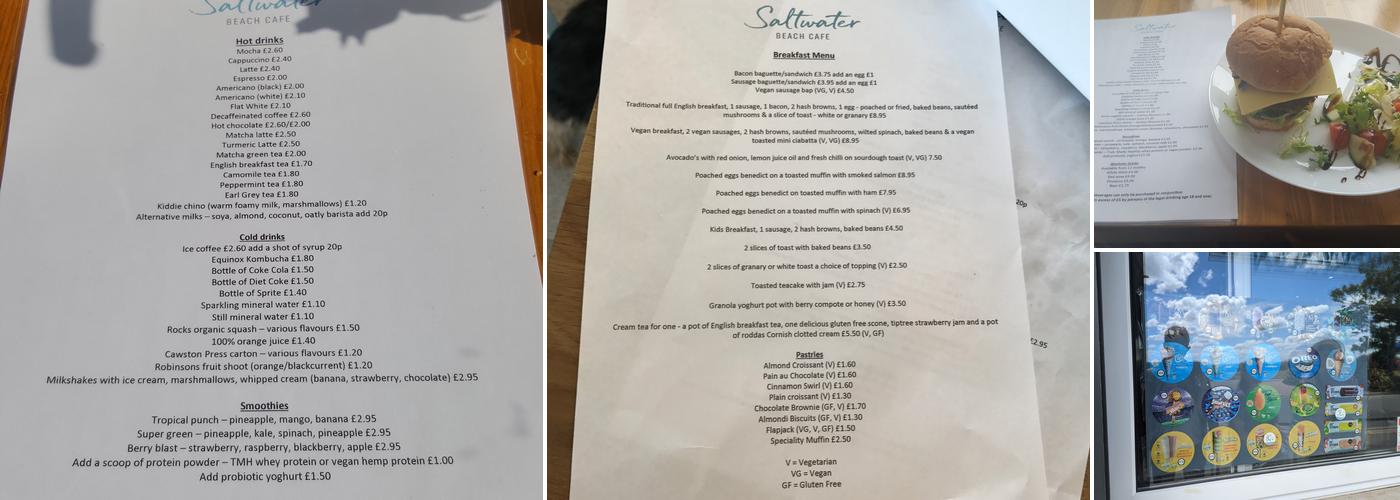Saltwater Beach Cafe Menu