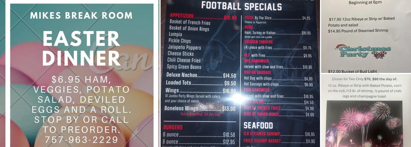 Mike's Break Room Menu