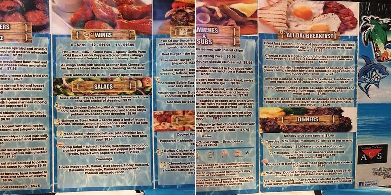 Inland Reef Menu