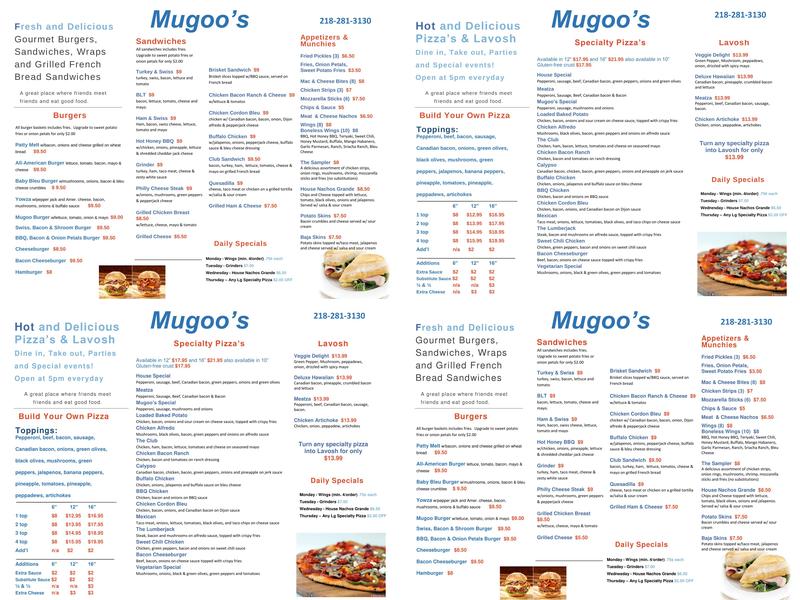 I C Muggs Menu