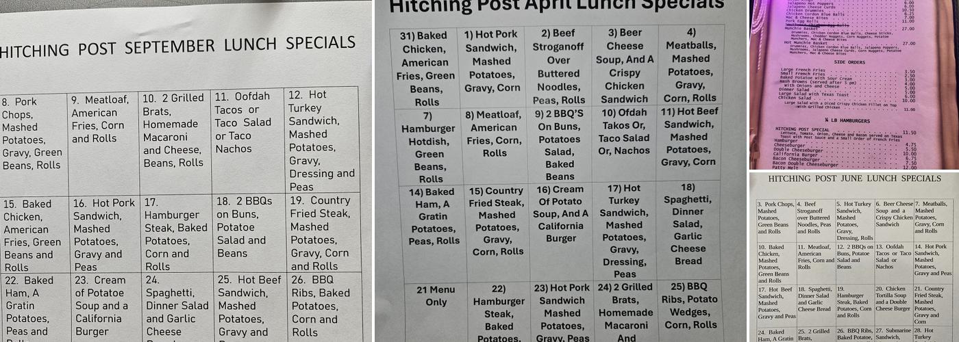 Hitching Post Menu