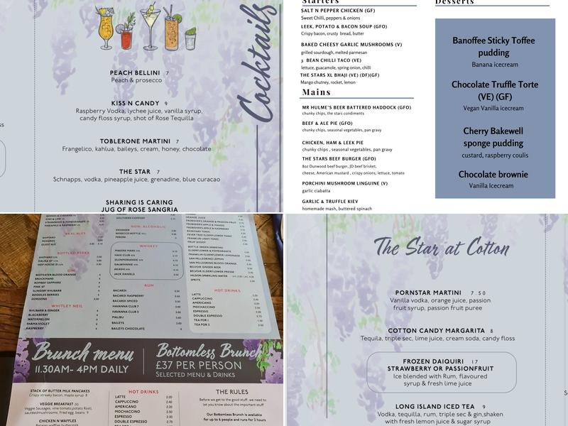 The Star at Cotton Menu