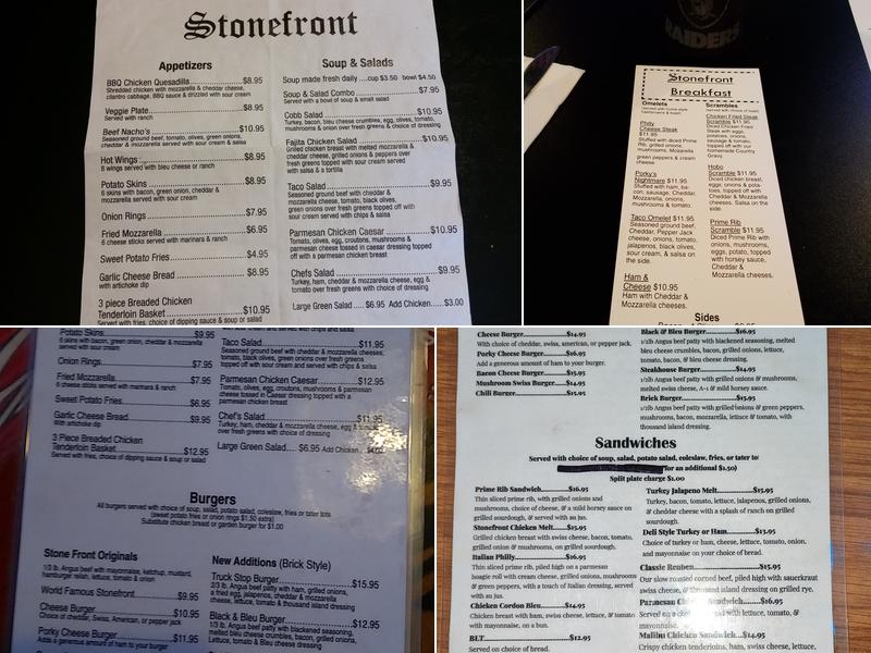 The Stonefront Menu