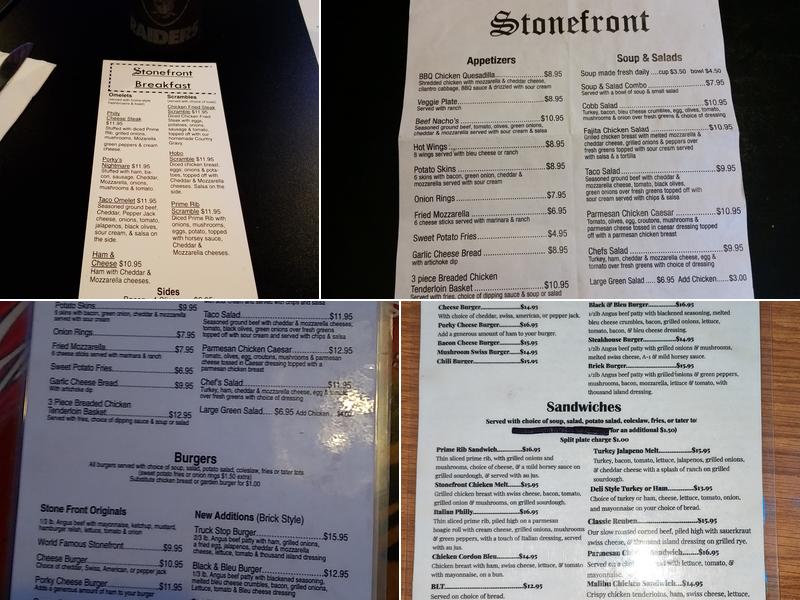 The Stonefront Menu
