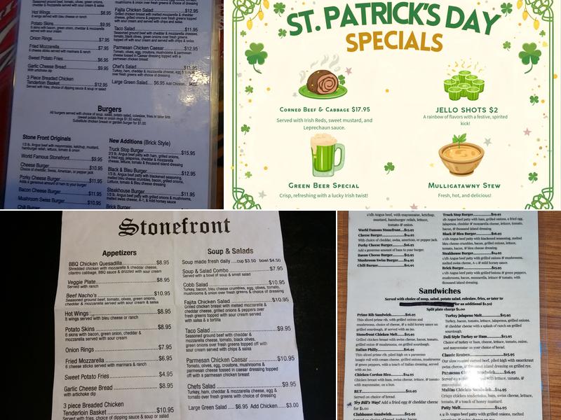 The Stonefront Menu