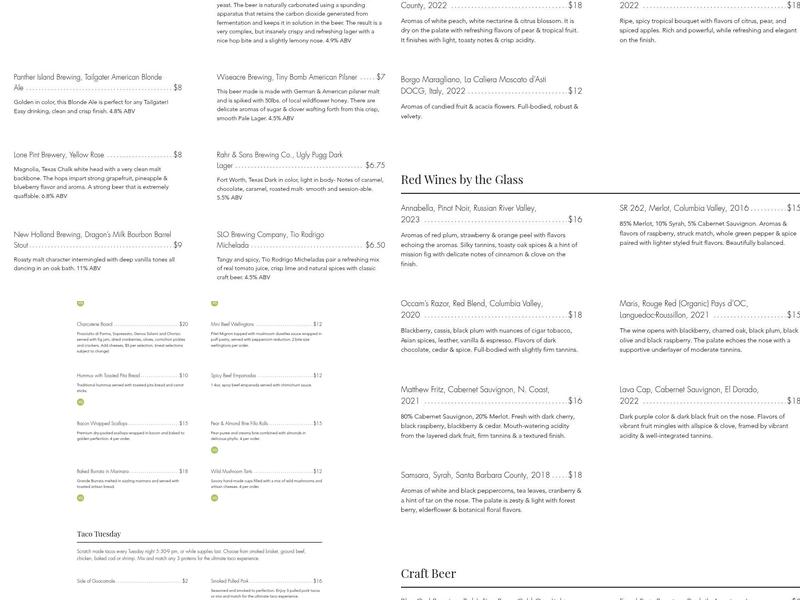 Cellar Twenty Four Menu