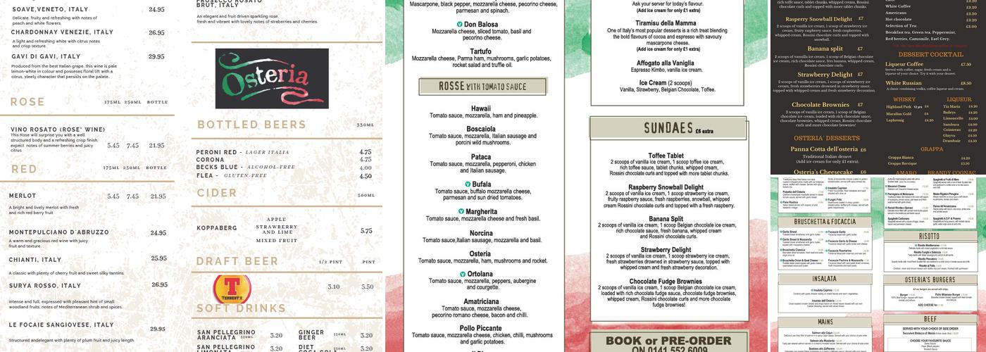 Osteria Glasgow Menu