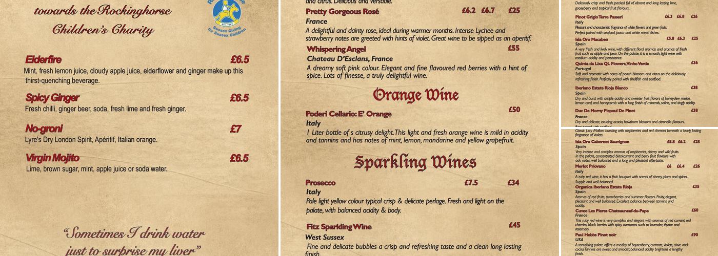 Bohemia Brighton Menu