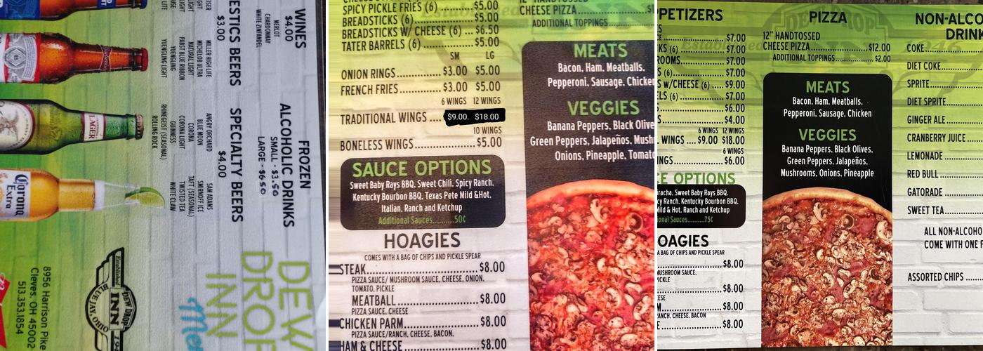 Dew Drop Inn Menu